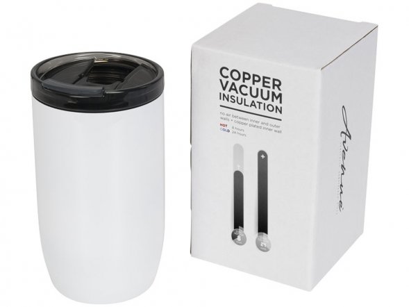 Герметичный термостакан Lagom 380 мл с медной вакуумной изоляцией, белый 