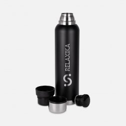 Термос Relaxika 1600 со стикерпаком, черный