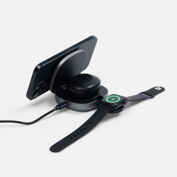 Складная станция беспроводной зарядки flowPad, серая 