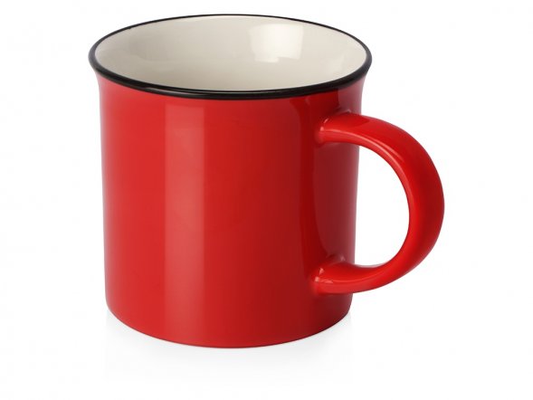 Кружка Countryside S с черным ободком, белая внутри, цветная снаружи, красный 
