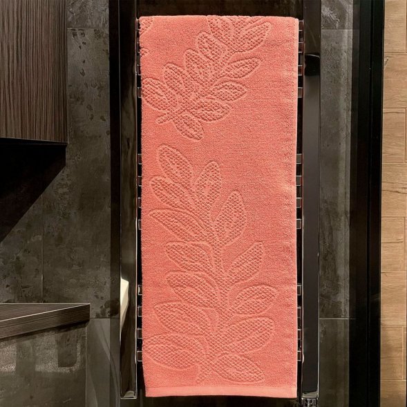 Полотенце махровое «Флора», большое, оранжевое (персиковое эхо) 