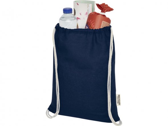 Oregon сумка-кисет из переработанного хлопка, сертифицированного согласно GRS, плотностью 140 г/м² - Темно - синий 