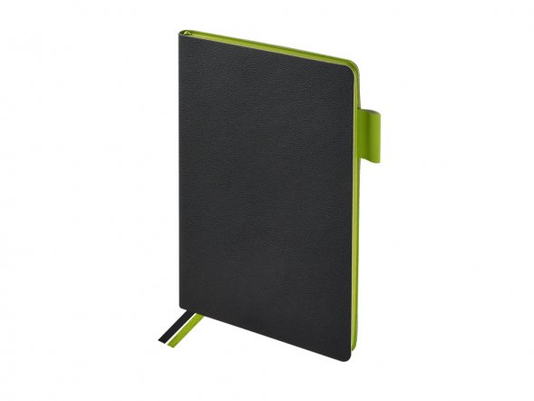 Блокнот А5 Boston, черный с салатовым срезом 