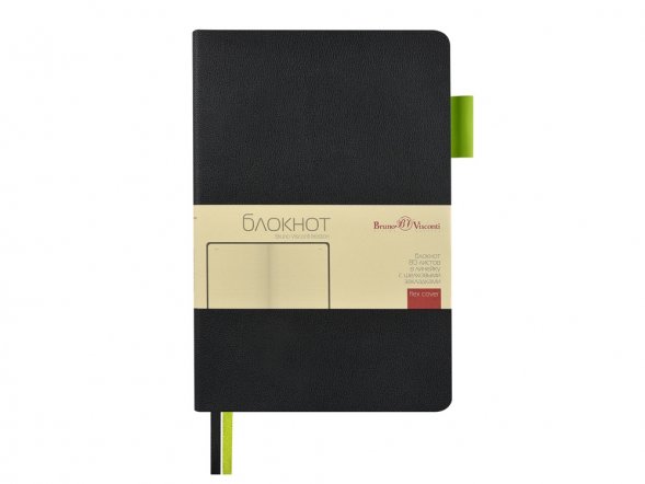 Блокнот А5 Boston, черный с салатовым срезом 