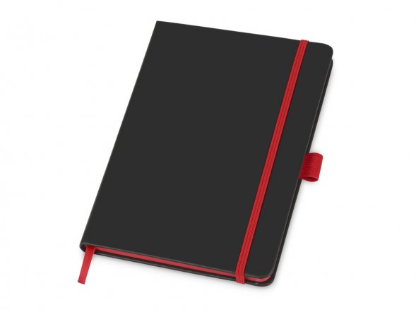 Блокнот ColorNote Black, твердая обложка A5, 80 листов, черный с красным (Р) 