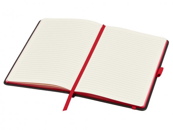 Блокнот ColorNote Black, твердая обложка A5, 80 листов, черный с красным (Р) 