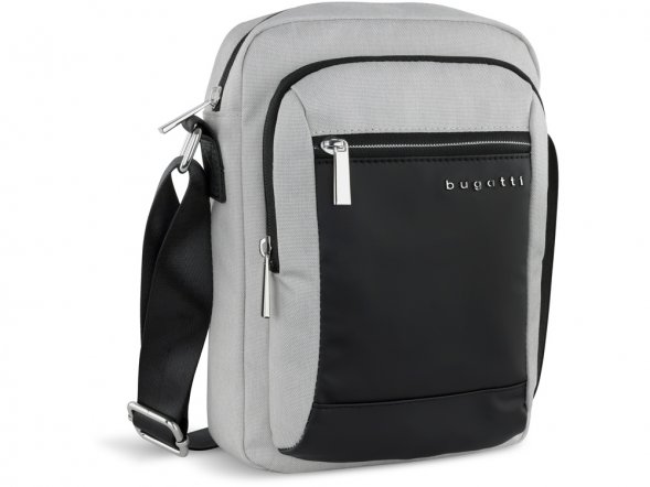 Сумка наплечная мужская BUGATTI Sera, светло-серая, полиэстер, 21х6х26,5 см, 2,5 л 