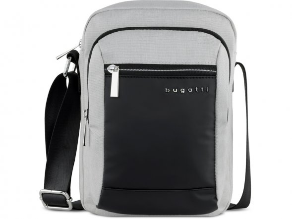 Сумка наплечная мужская BUGATTI Sera, светло-серая, полиэстер, 21х6х26,5 см, 2,5 л 