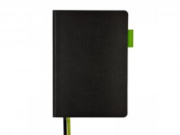 Ежедневник недатированный А5 Boston, черный (обрез зеленое яблоко)