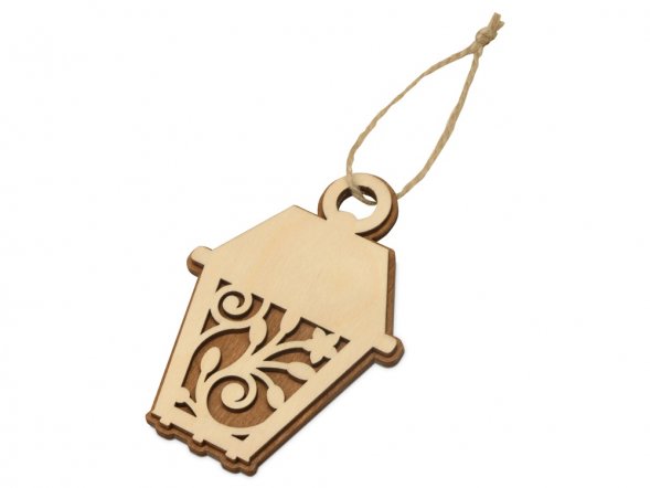 Подвеска деревянная Новогодний фонарик 