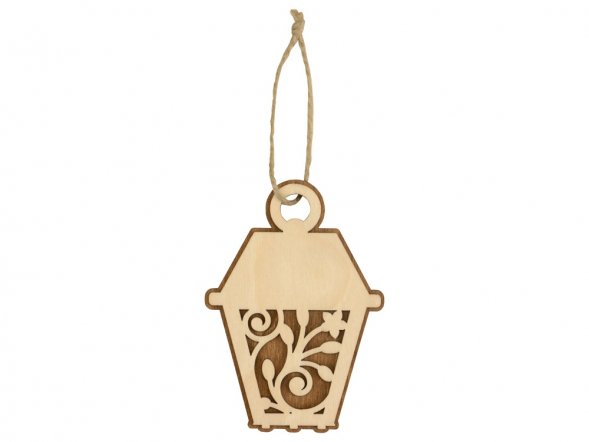 Подвеска деревянная Новогодний фонарик 