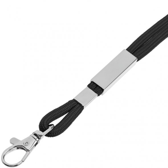Шнурок для бейджа Tube Metal, черный 