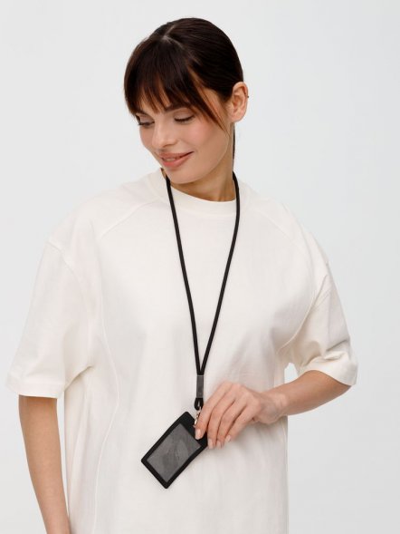 Шнурок для бейджа Tube Metal, черный 