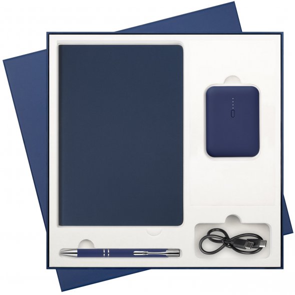 Подарочный набор Star, синий (ежедневник, ручка, аккумулятор) 