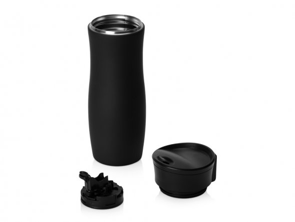 Вакуумная термокружка с кнопкой Streamline, Waterline, soft-touch, черный 