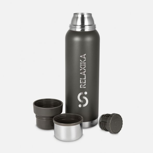 Термос Relaxika 1000 со стикерпаком, хаки 