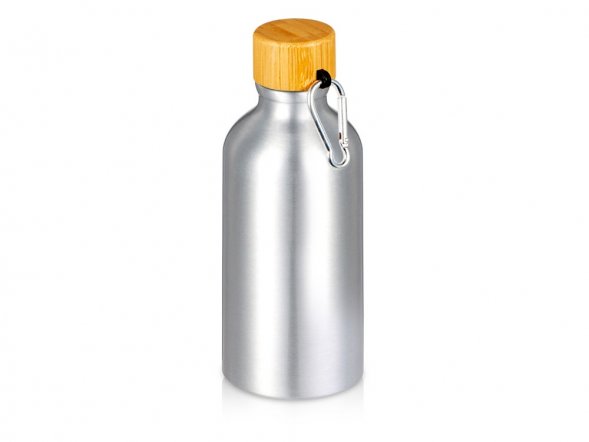 Бутылка Hip S Bamboo с карабином 400мл, серебристый 