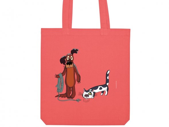Сумка из плотного хлопка Жил-был Пес, 220 г/м2, коралловый 