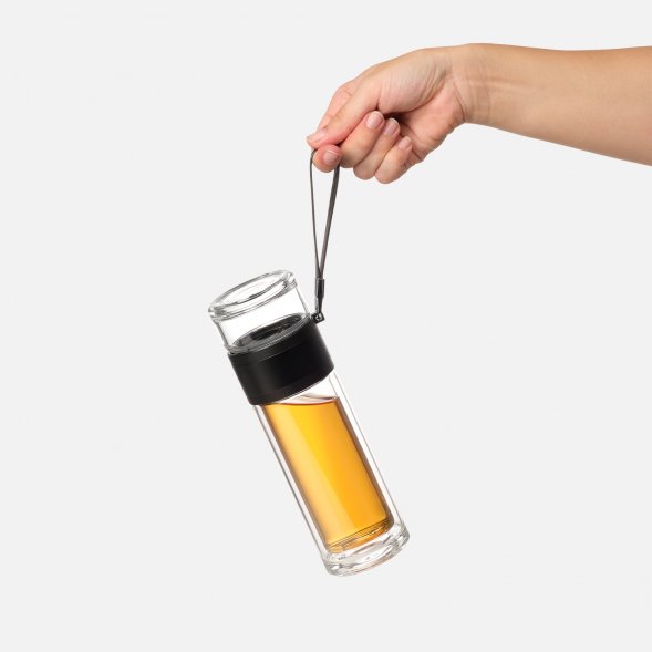 Бутылка стеклянная с двойными стенками Terso, черная 