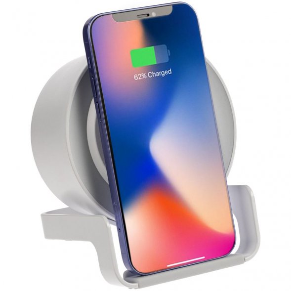 Лампа с колонкой и беспроводной зарядкой moonLight, белая 