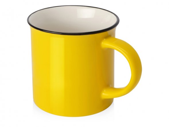 Кружка Countryside S с черным ободком, белая внутри, цветная снаружи, желтый 