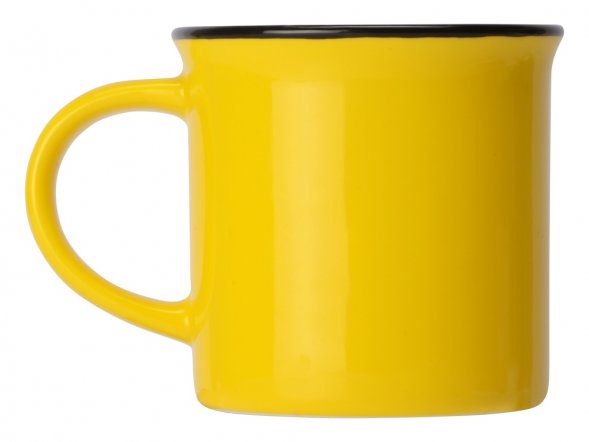 Кружка Countryside S с черным ободком, белая внутри, цветная снаружи, желтый 