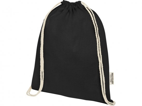 Oregon сумка-кисет из переработанного хлопка, сертифицированного согласно GRS, плотностью 140 г/м² - сплошной черный 