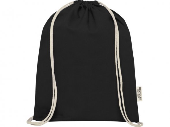 Oregon сумка-кисет из переработанного хлопка, сертифицированного согласно GRS, плотностью 140 г/м² - сплошной черный 