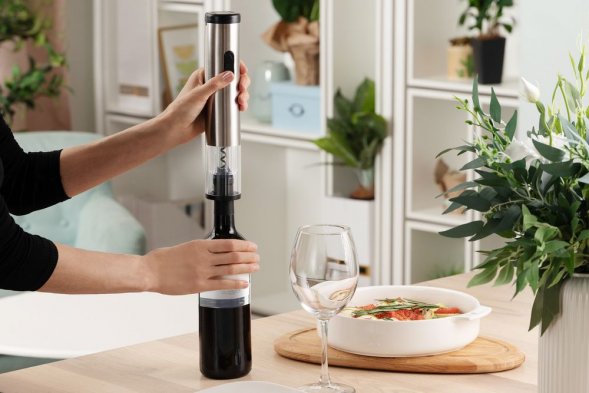 Электрический штопор с ножом для фольги Avanti, серебристый 