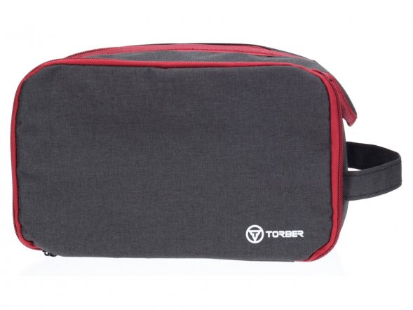 Несессер TORBER, дорожный, чёрный/бордовый, полиэстер 300D, 27 х 17 х 14 см 