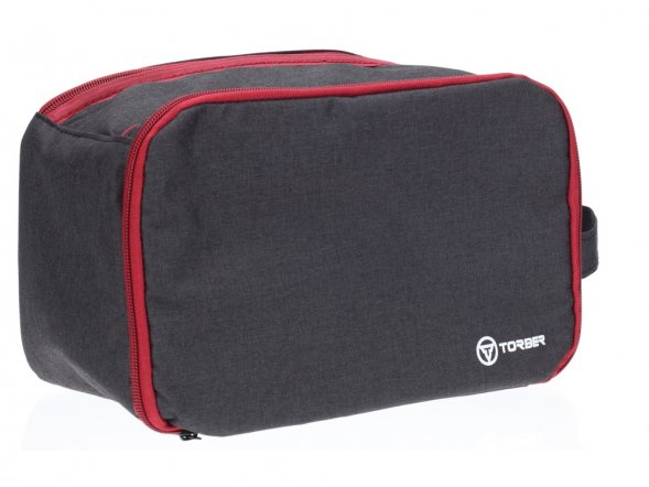 Несессер TORBER, дорожный, чёрный/бордовый, полиэстер 300D, 27 х 17 х 14 см 