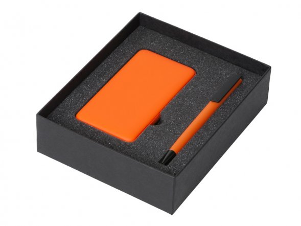 Подарочный набор c пластиковой ручкой, повербанком С1, 5000 mAh, оранжевый 