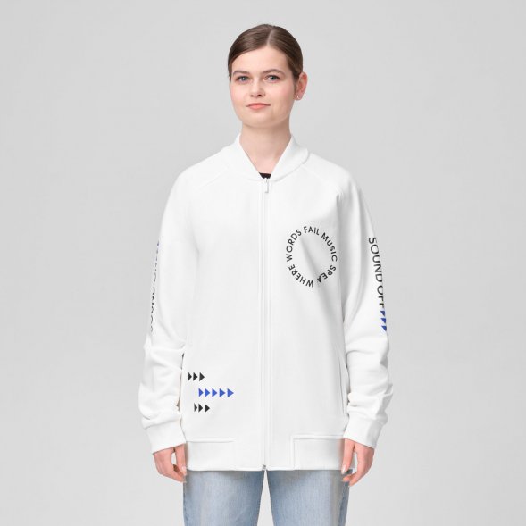 Толстовка на молнии TORRES белая Music 