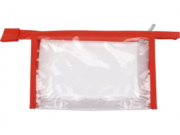 Прозрачная пластиковая косметичка Lucy, красный/прозрачный 