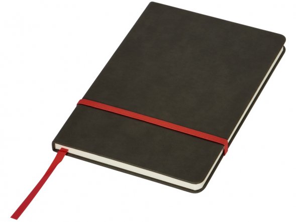 Блокнот Color линованный А5 в твердой обложке с резинкой, серый/красный 