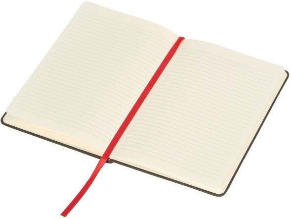 Блокнот Color линованный А5 в твердой обложке с резинкой, серый/красный 