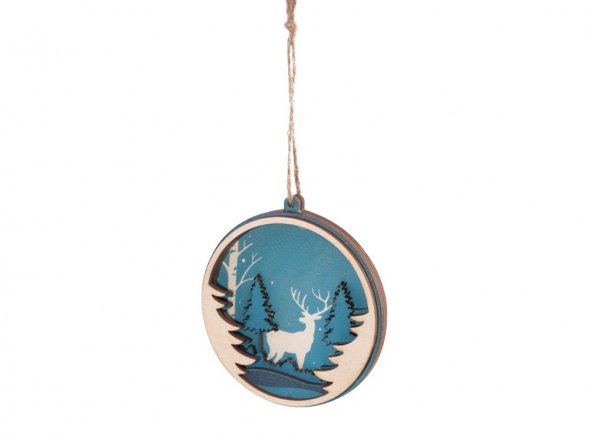 Подвеска деревянная многослойная Рождественская встреча 