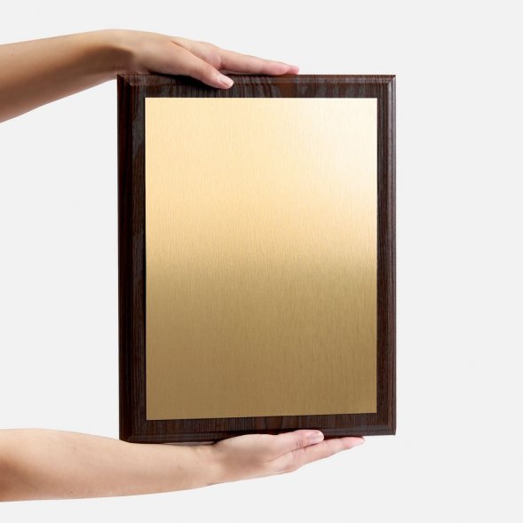 Плакетка Plaque XL, венге с золотистой пластиной 