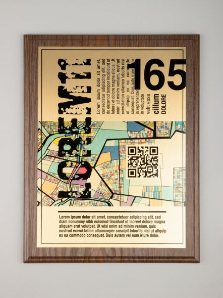 Плакетка Plaque XL, венге с золотистой пластиной 