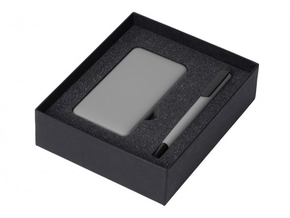 Подарочный набор c пластиковой ручкой, повербанком С1, 5000 mAh, серый 