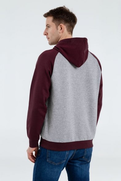 Толстовка унисекс Seattle, серый меланж с бордовым 