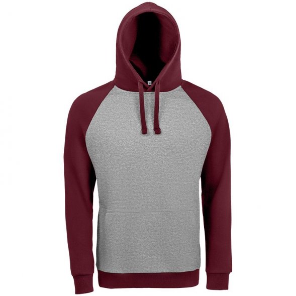 Толстовка унисекс Seattle, серый меланж с бордовым 