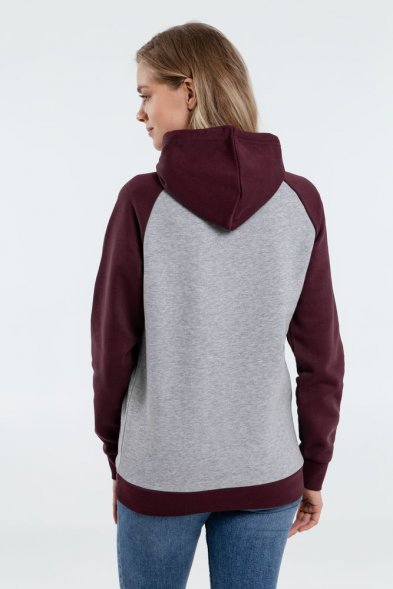 Толстовка унисекс Seattle, серый меланж с бордовым 