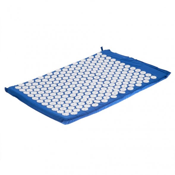 Массажный акупунктурный коврик с валиком Iglu, синий с белым 