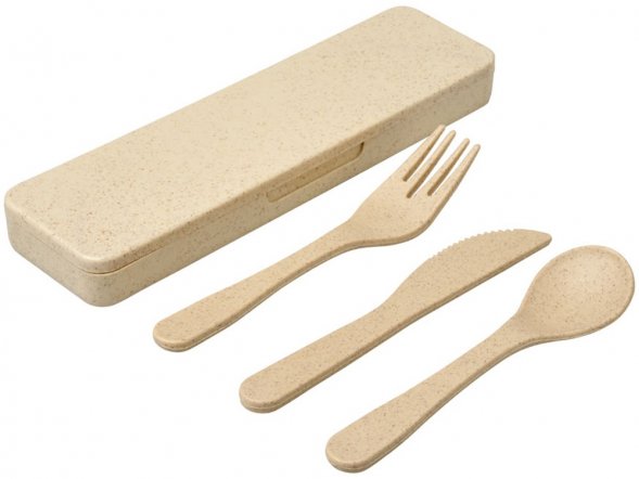 Набор столовых приборов Bamberg из бамбукового волокна, бежевый 