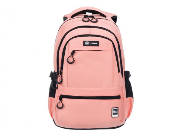 Рюкзак TORBER CLASS X, персиковый, 46 х 32 х 13 см + Мешок для сменной обуви в подарок! 