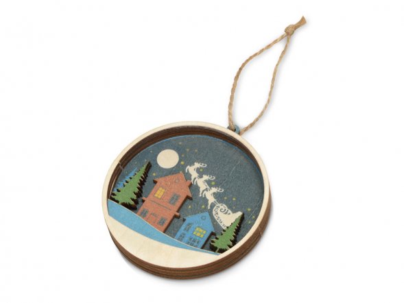 Подвеска деревянная многослойная Ночь перед рождеством 