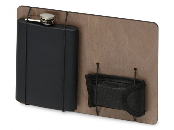 Подарочный набор Путешественник с флягой и мультитулом, черный 