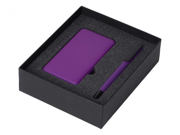 Подарочный набор c пластиковой ручкой, повербанком С1, 5000 mAh, фиолетовый 
