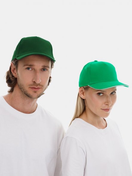 Бейсболка Long Beach, ярко-зеленая с белым 
